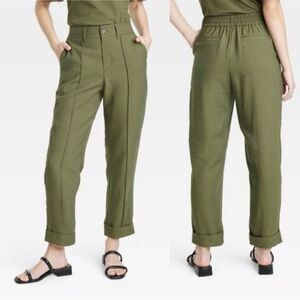 A New Day High-Rise Slim Fit Effortless Pintuck Ankle Pants in Olive - 4